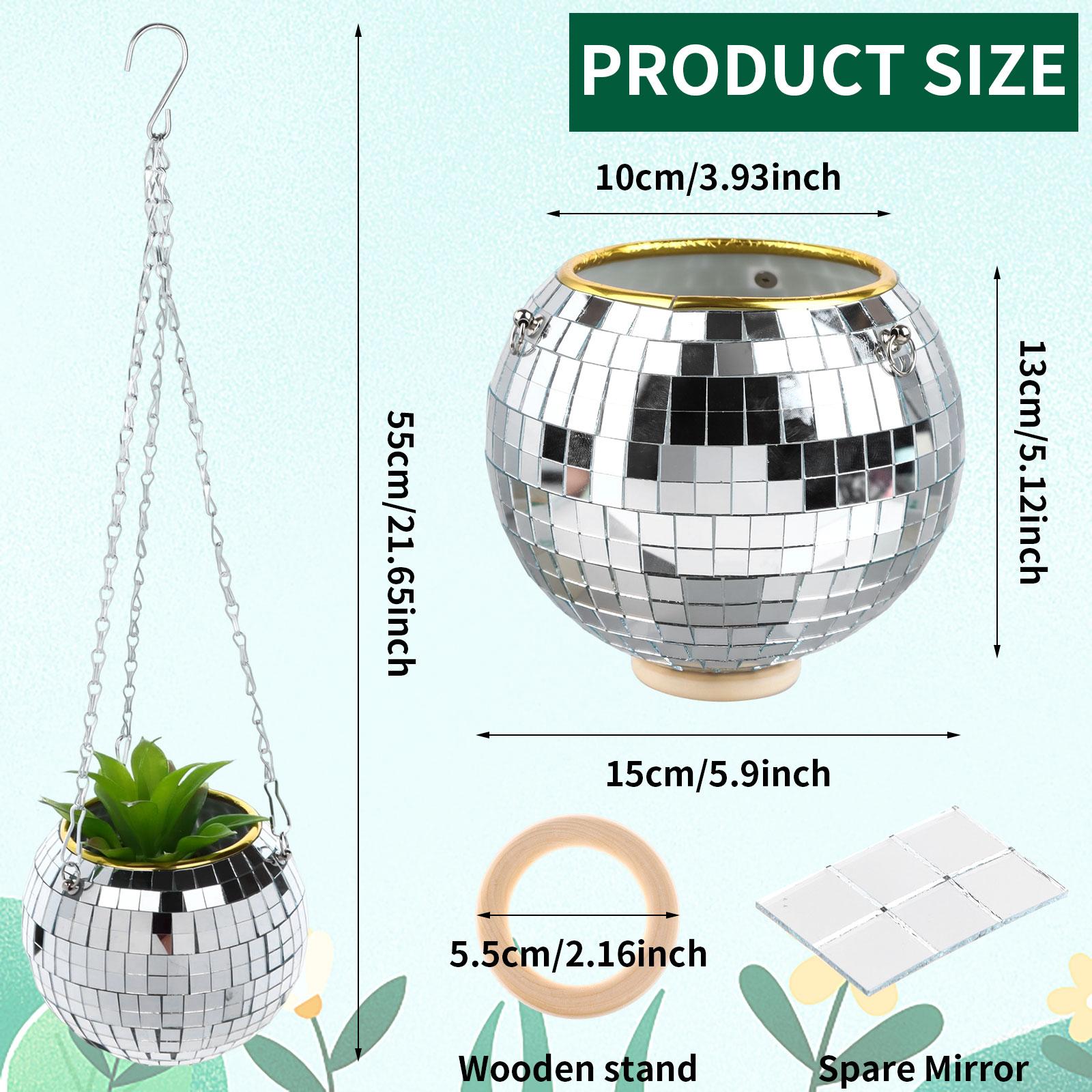 

2 Pcs Disco Ball Planter with Chain 6 in Disco Ball Plant Hanger Sliver Mirror