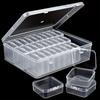 Stylish 30 Compartment Clear Organizers Box Sturdy Plastic Storage Case Portable for Jewelry Beads Desk Accessories