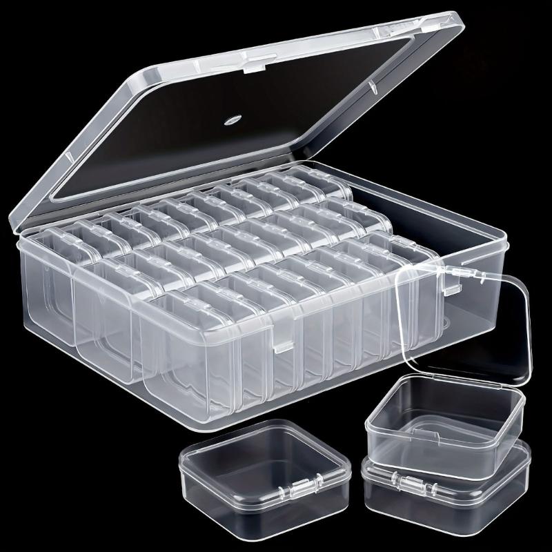 Stylish 30 Compartment Clear Organizers Box Sturdy Plastic Storage Case Portable for Jewelry Beads Desk Accessories