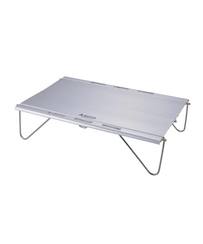 SOTO Field Kite ST-632 Mini Coffee Table, Lightweight, with Storage Pouch, Aluminum, One-Piece Design, Solo/Duo, for Camping, Trekking, Mountaineering