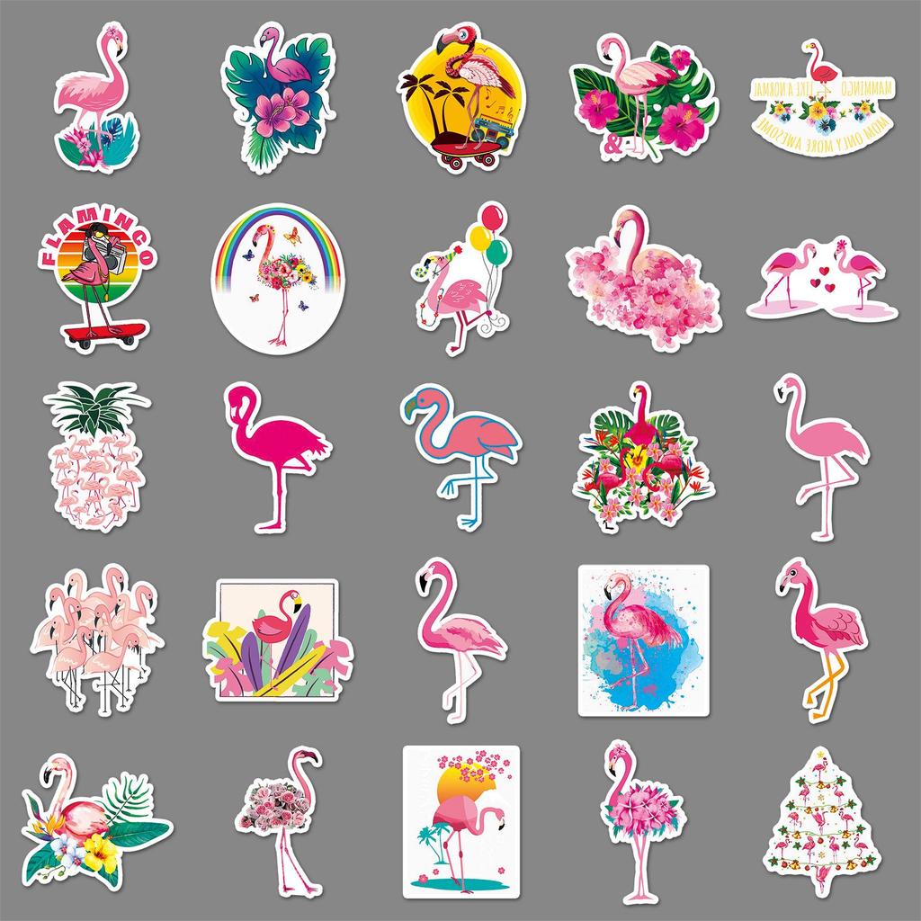 100 Unique Flamingo Graffiti Stickers: Creative DIY for Skateboards & Luggage