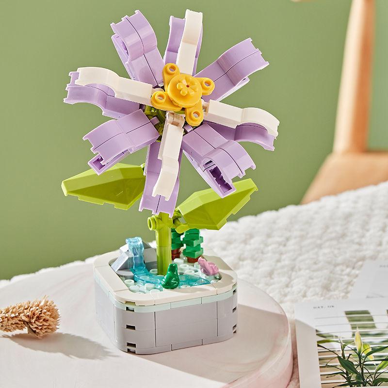 Building Block Flowers Potted Plants Sunflowers Tulips Fragrant Flower Decorations Puzzle Toys Holiday Gifts