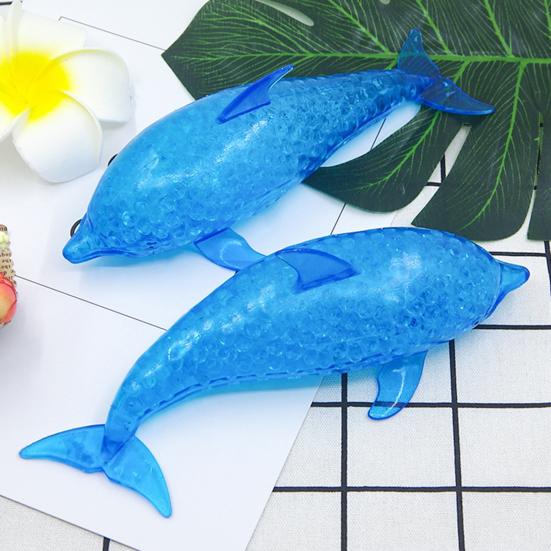 Bead-Filled Shark Squeeze Toy Stress Relief Blue Dolphin Sensory Toy Soft Stress Ball Simulation Sea Animal Pinch Fidget Toy