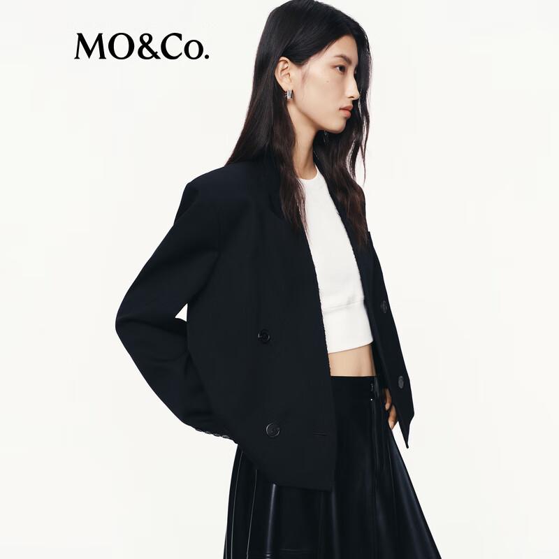 MO&Co. Women's 100% Wool Double-Breasted Blazer