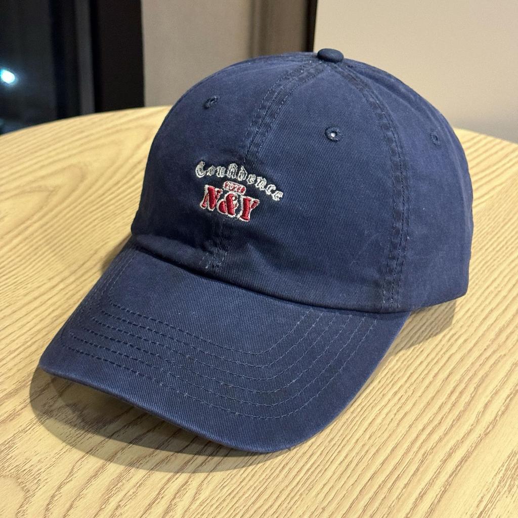 New style pure cotton washed soft-top baseball cap for women, spring and summer street fashion letter print, face-slimming curved brim cap for men