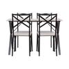 Country Table + 4 Chaise - En Mdf Finition Pvc - Couleur Gris Et Noir Ht20c205