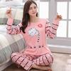 2Pcs/Set Women Long Sleeve Sleepwear Cartoon Anima Pajama Set Long Sleeve Tops Long Pants Casual Sleep Lounge Nightwear