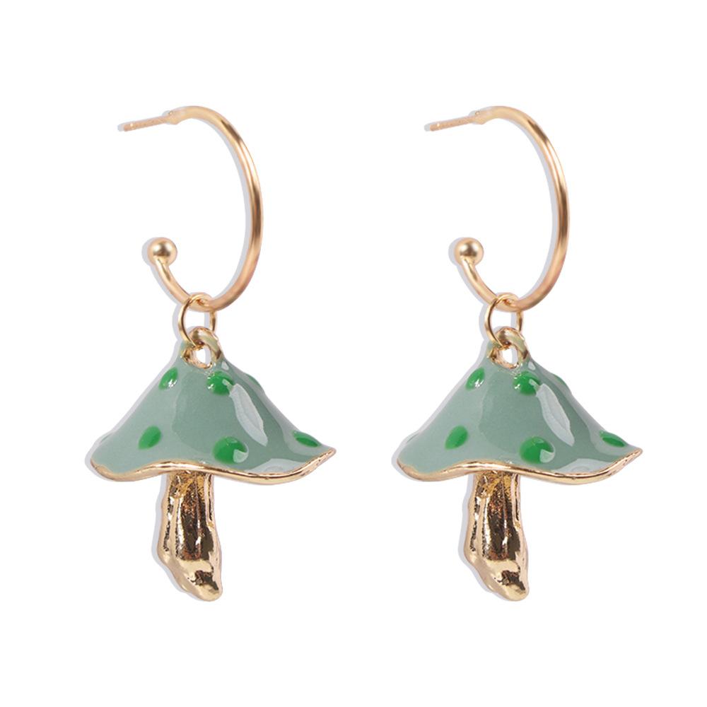 European and American Creative Dream Cute Mori Small Mushroom Oil Drop Earrings Colored Oil Drop Mushroom Earrings