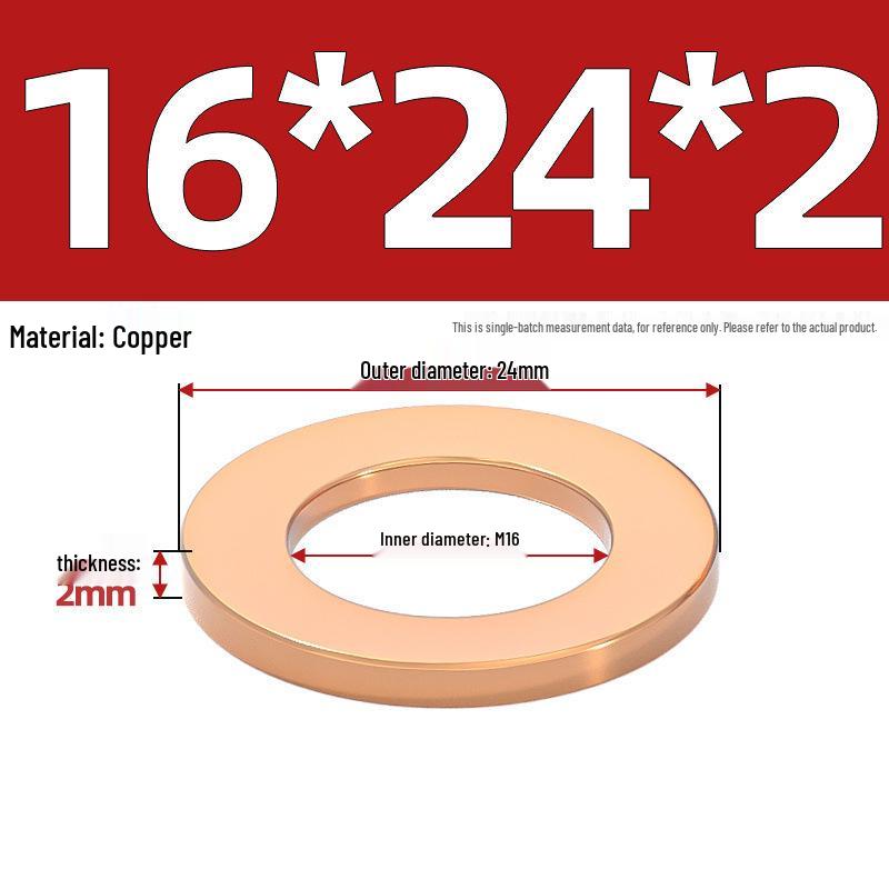 Pure Red Copper Gasket Sealing Ring for Marine Instruments, Metal Flat Washer M3-M60mm