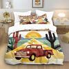 3pcs Cartoon Car Desert Landscape Printed Duvet Set Multi Size Comfortable Bedroom Bedding Decoration Machine Washable