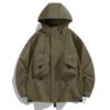 Men's Solid Color Jacket Outdoor Workwear Style Couple Jacket Coat Hooded Dirt Resistant And Wear Resistant Jacket