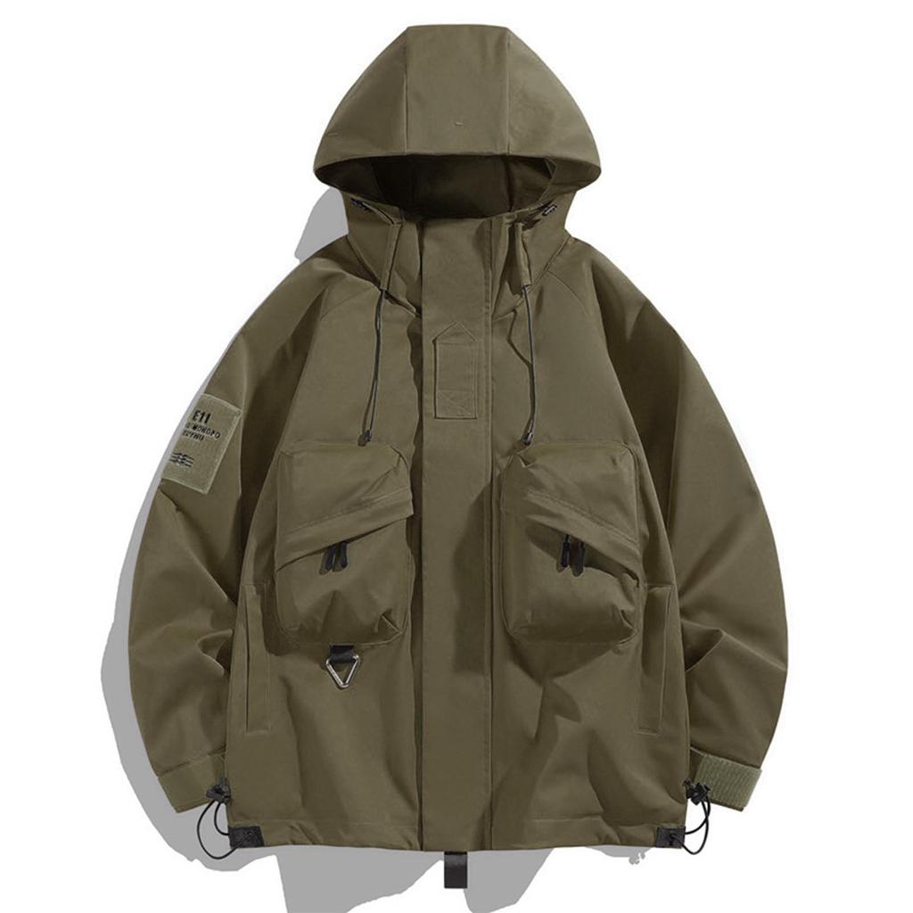 Men's Solid Color Jacket Outdoor Workwear Style Couple Jacket Coat Hooded Dirt Resistant And Wear Resistant Jacket