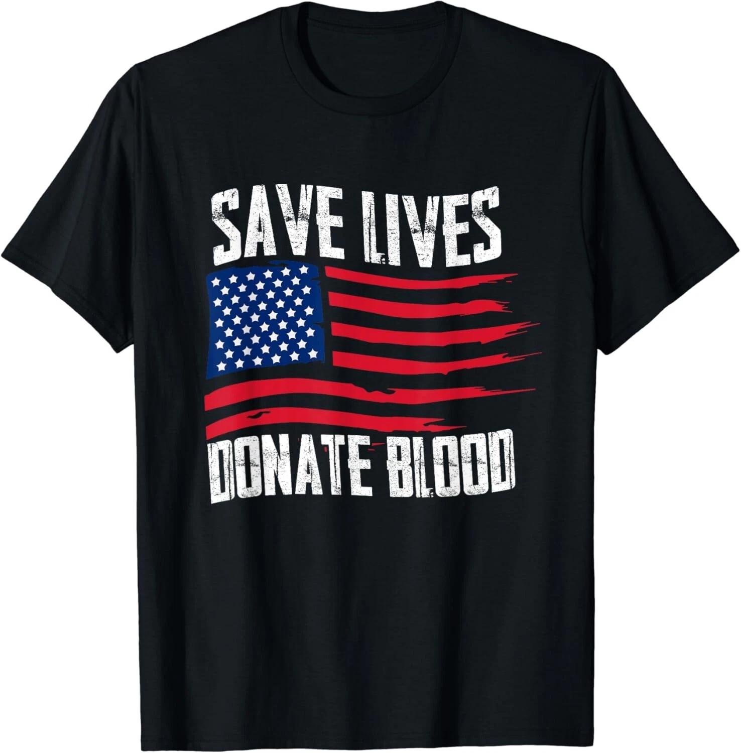 Save Lives Donate Blood _ US Flag Donor _ Blood Type Bank Gift Unisex T-Shirt M