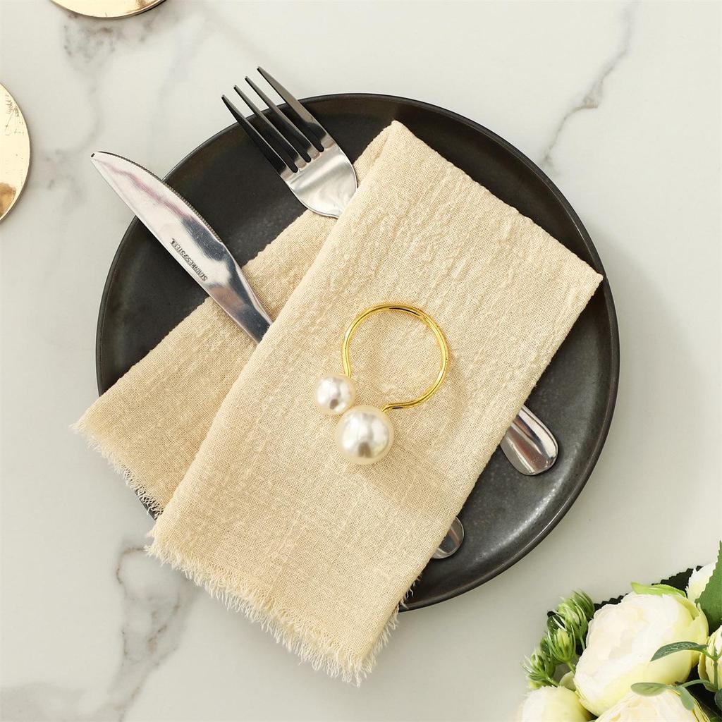 Crinkled Frayed Edge Bamboo Cotton Napkin with Tassels – Western Art Table Decoration Placemat