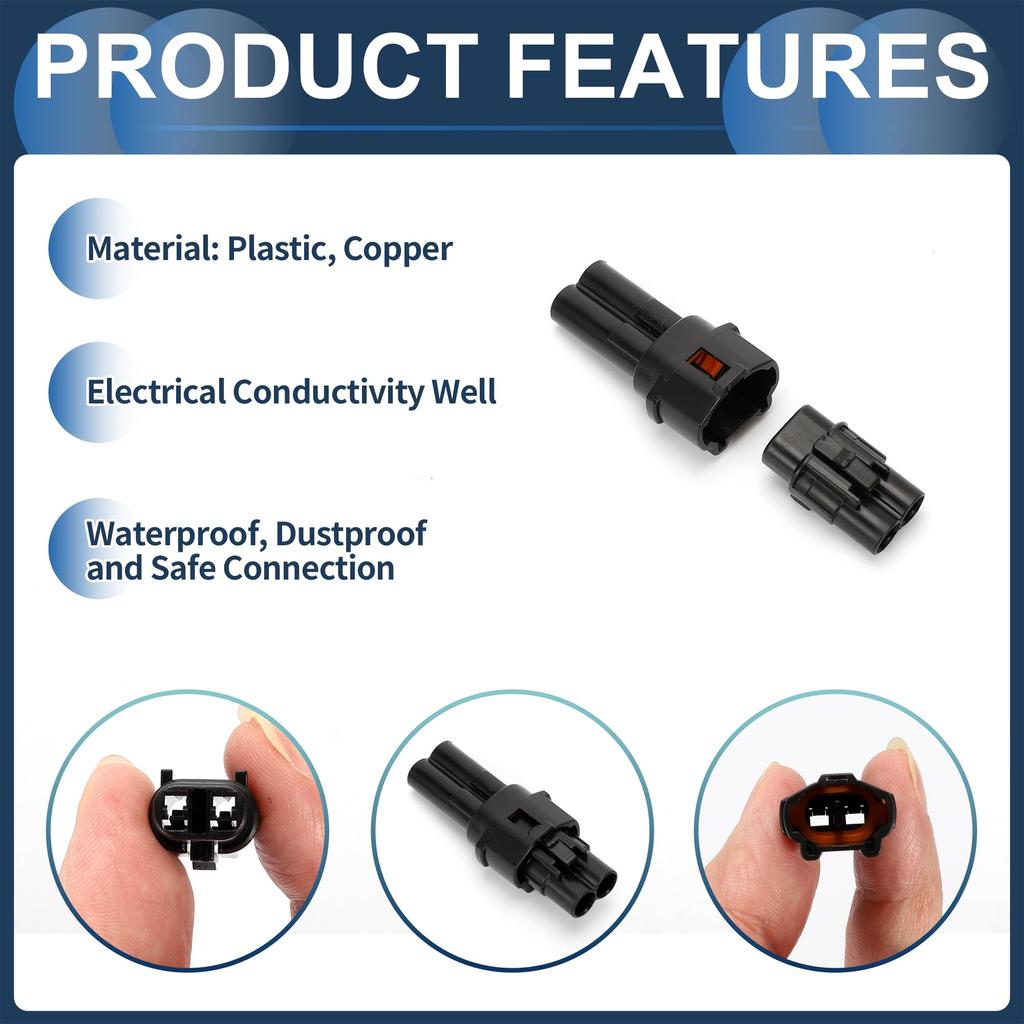 INFINAUTO 2 Pin Waterproof Connector Plug 2mm Series Female Female Wire Terminal Connector for