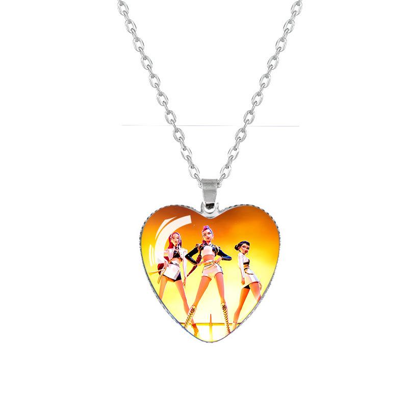 Anime K-pop Demon Heart Shape Pendant Necklace Cartoon Character Idol Jewelry Gifts