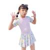 2024 Girls' Cute Skirt-Style One-Piece Swimsuit: Short Sleeve, Sun Protection, Quick-Dry. Sizes for Young To Middle-Aged Kids.