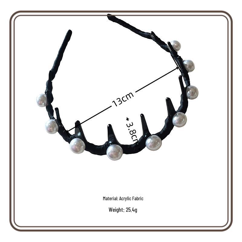 Pearl Wave Dual-Use Rhinestone Headband with Teeth – Trendy and Versatile Hair Accessory