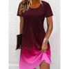 Fashion Blue Gradient Pattern Women Mini Dresses Summer Short Sleeve 3D Printed Street Ladies Dress 3XL Plus Size Casual Dress