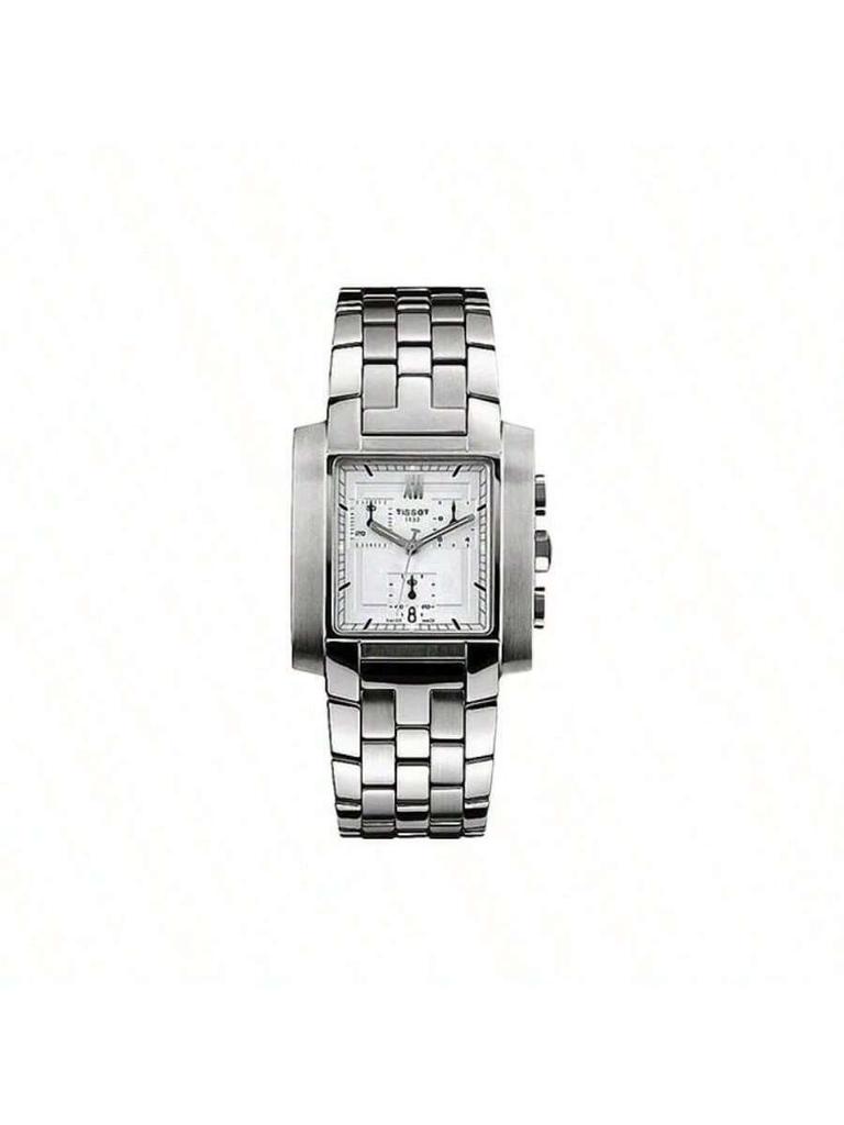 Tissot Zegarek uniseks z mechanizmem kwarcowym, Swiss-made, czarna tarcza, koperta i bransoleta ze stali nierdzewnej. Modny, prosty, wszechstronny kwadratowy zegarek T60.1.587.33