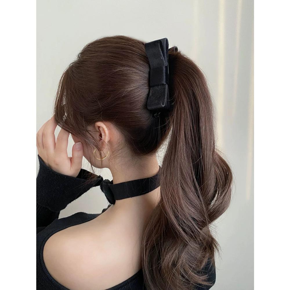 1PC Solid Color Fashion Fabric Bow Banana Hair Clips Hairpin for Women Back Head Ponytail Headdress Hair Accessories
