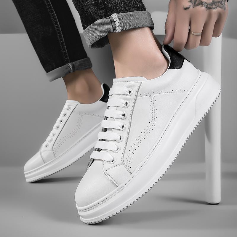 Fashion High quality thick soled men's black and white board shoes Casual Sports Shoes Youth Trend Sneakers adult  leather Shoes New