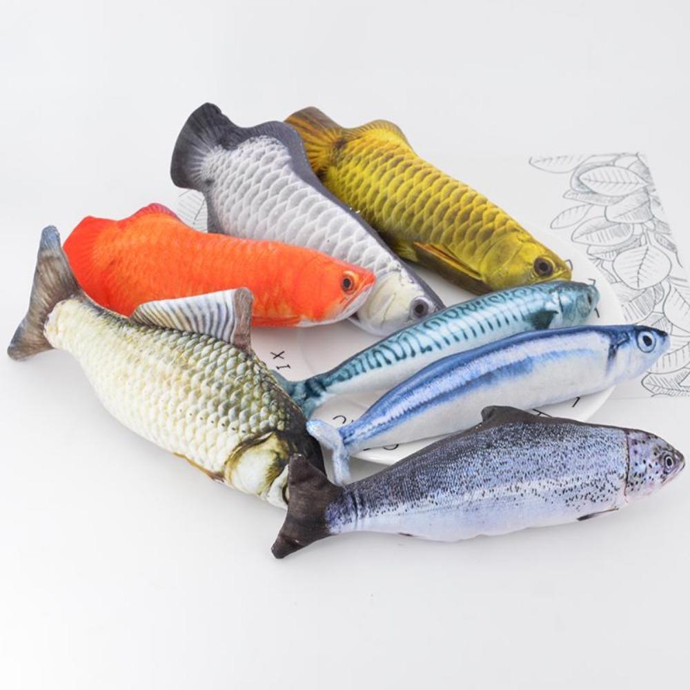 A 20cm Long Plush Soft Toy In the Shape of a Fun Simulated Fish, with a Soft Filling, Is a Cute Cat Toy That Can Be Used for Home Decoration.