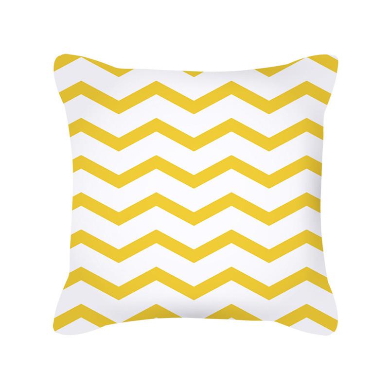 Yellow Geometric Stripe Sofa Cushion Cover Flower Pattern Decorative Throw Pillow  Nordic Style Home