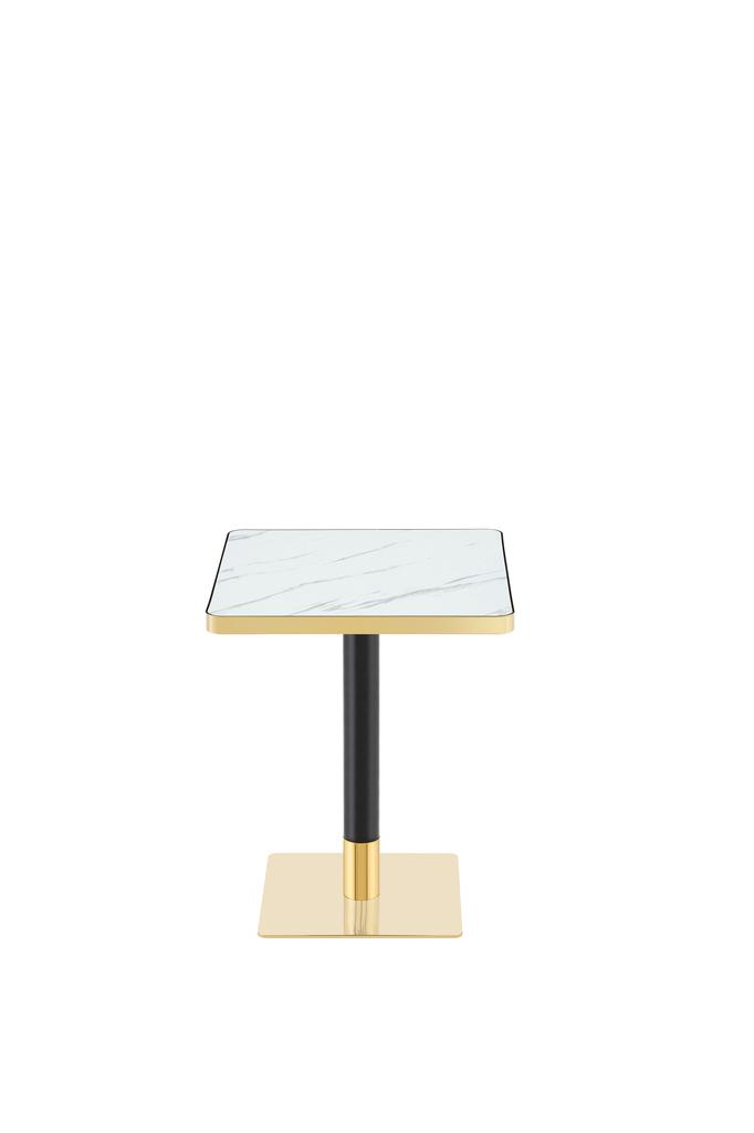 Square Dining Table UV Panel Marble Look Metal Frame Modern