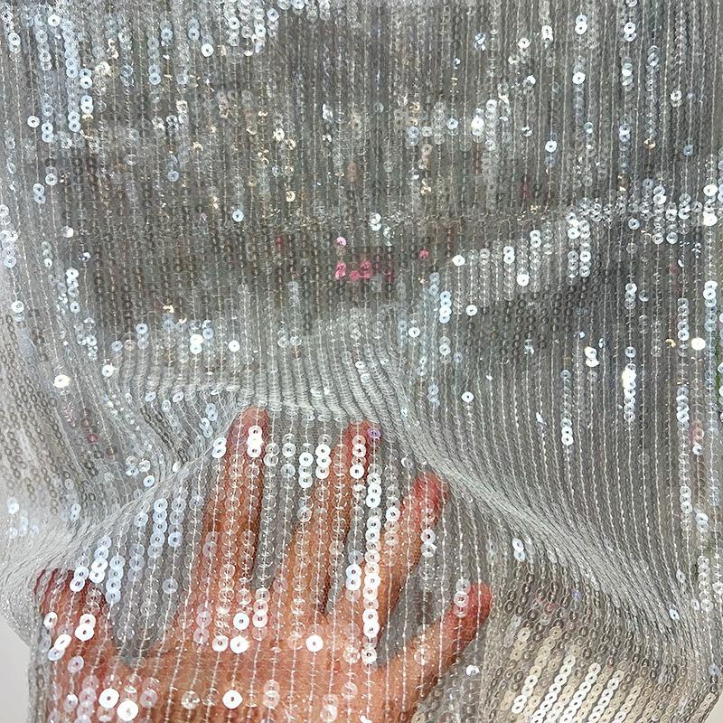 

1/3/5Yard Mesh Base Sequin Embroidery Lace Fabric Gown Bridal Wedding Dress Material Costume Decor Trim Shinny Material 1Yard