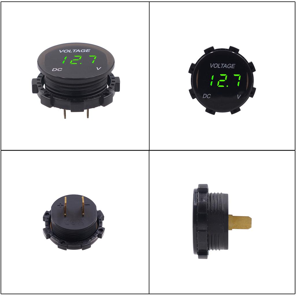Automotive Digital Display Modified Voltmeter, Motorcycle Mounted, Waterproof LED Lens Display Instrument