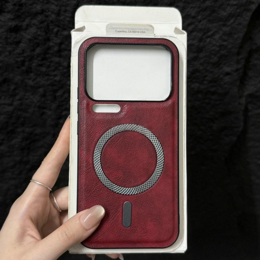 

Solid Color Leather Texture For Magsafe Case For Xiaomi 17 Pro Max 15 14 Ultra 13 12 X S 11 15T 14T Pro Magnetic Charging Cover Xiaomi Mi 11 красный