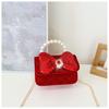 Lovely Red Velvet Tiger Head Handbag For Girls Trendy Crossbody Bag For Kids