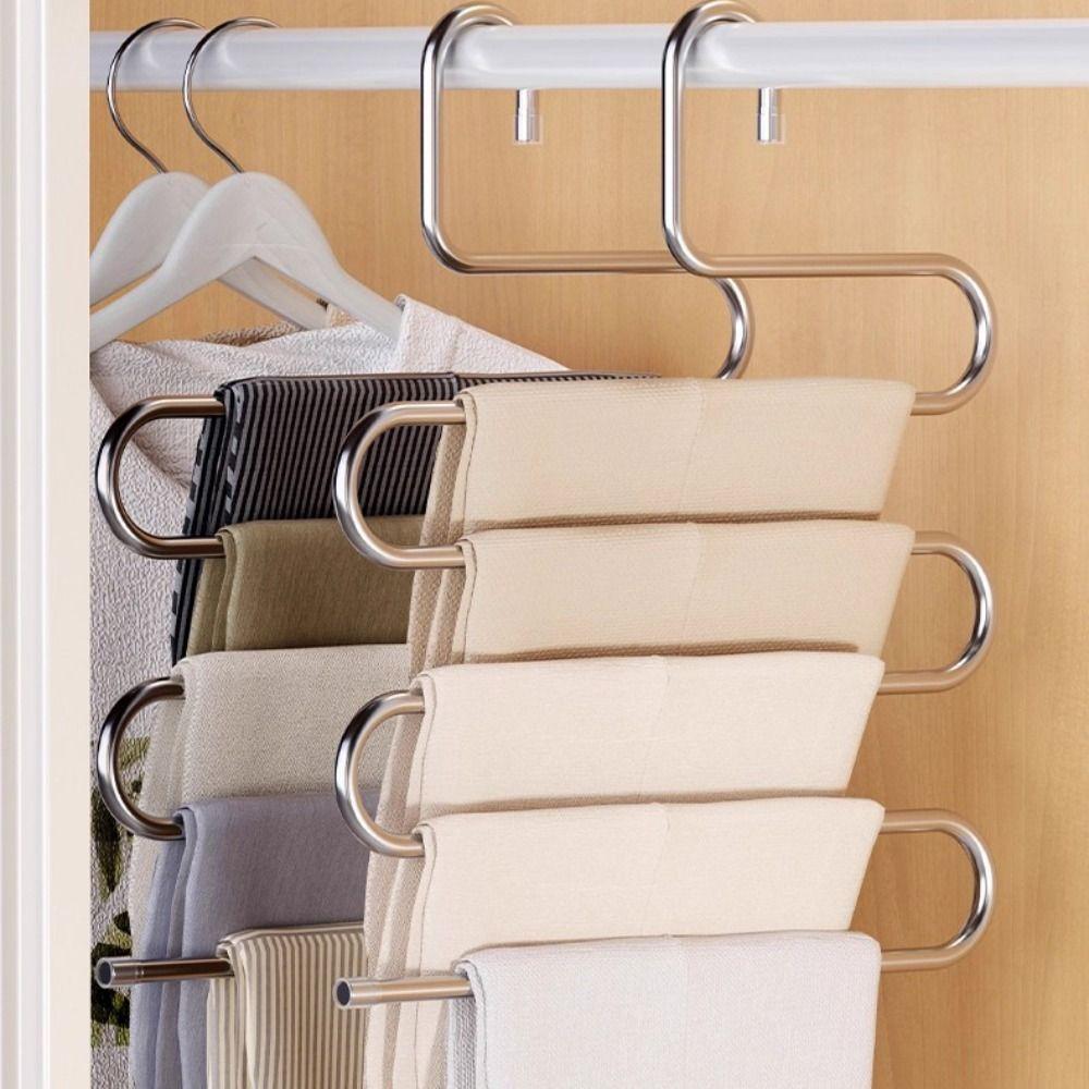 5pcs Multi-Functional Pants Rack Five-Layer Trouser Rack Durable Storage Rack Pant Storage