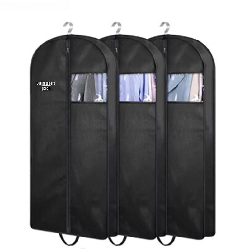 3D Transparent Non-Woven Garment Dust Cover Bag - Black Portable Suit Protector