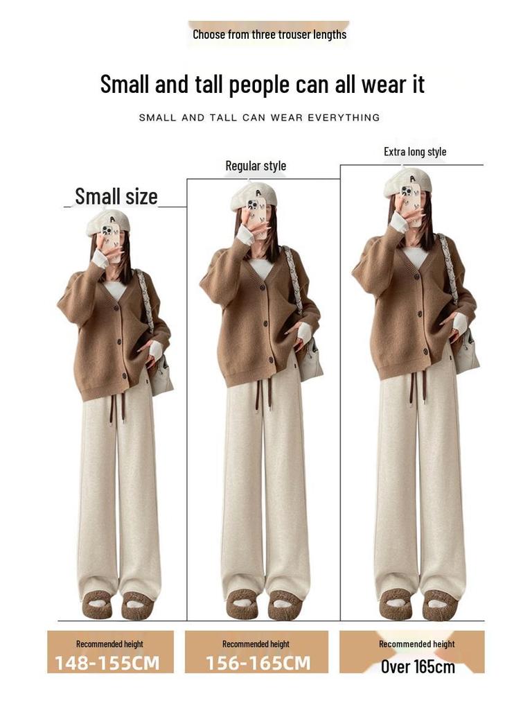 Women's New Spring High-Waisted Rice Pants - Narrow Straight-Leg, Casual Wide-Leg, Floor-Length