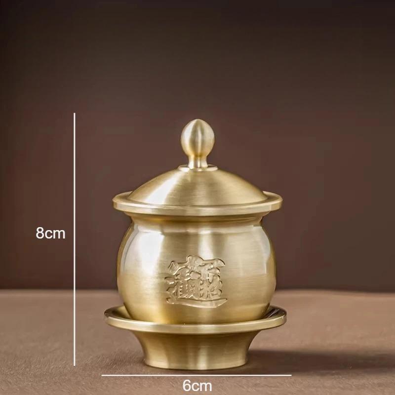 

1pc Metal Wealth Supply Cup Buddha Hall Buddhist Equipment Household Sacrificial Cup Offerings Temple Feng Shui Supplies Tray