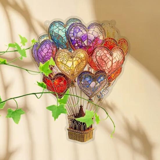 Hot Air Balloon Decoration 2D Flat Acrylic Pendant Colorful Hot Air