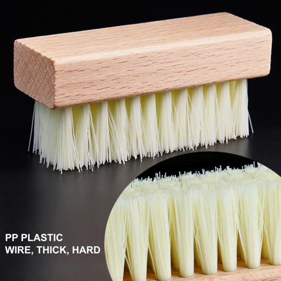 Cleaning Brush with Firm Grip Dry Wet Cleaning Soft Natural Bristles Multifunctional Square Beech Wood Design Cleaning Scrubber