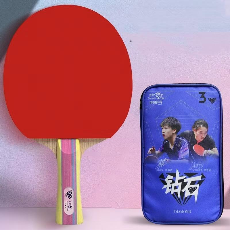 Oem Double Fish Series 1-3 Star Portable Anti-spin Rubber Pure Wood Table Tennis Racket