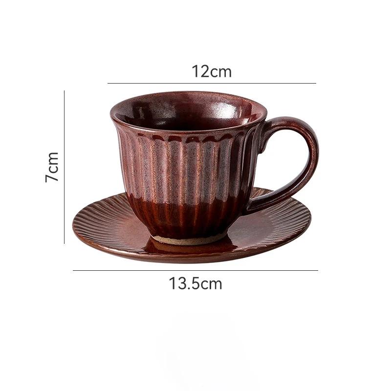 Retro Ceramic Coffee Cups And Plate Set Exquisite Office Breakfast Milk Mug Couple Tea Cup Tableware Luxurious Gift