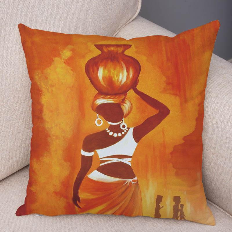 Abstract Painting African Living Pillowcase Woman Home Decor Gallery Exotic Cushion Cover