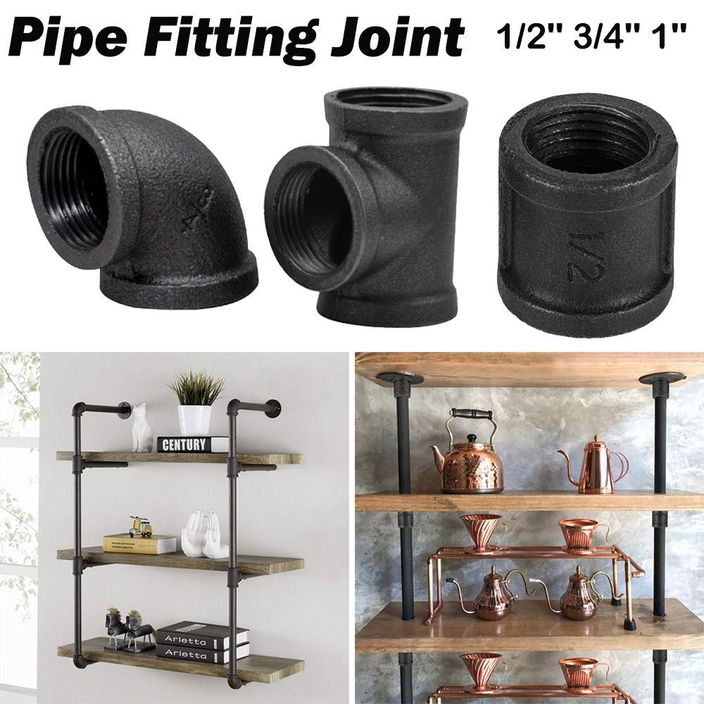 New Black Pipe Fittings Malleable Iron 1/2'' 3/4'' 1'' Pipe Connection Threaded Elbow Pipe Accessories