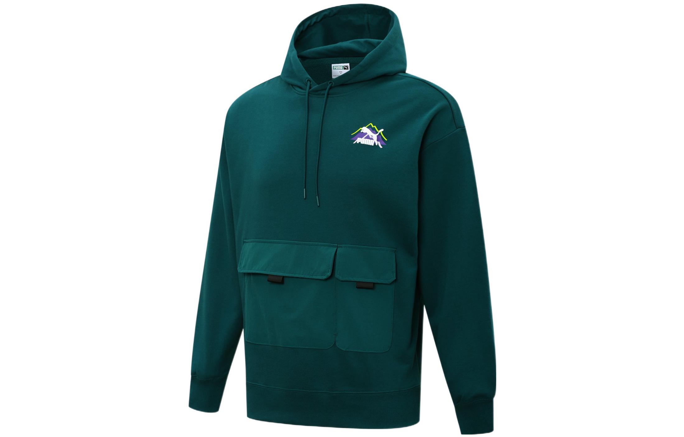 PUMA Sweatshirts Men s Green Hooded Moderate Regular 537392-24 M