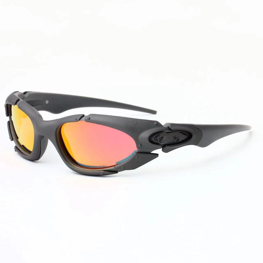 Occhiali da sole polarizzati con montatura dorata stile europeo e americano X Metal occhiali da sole sportivi da esterno futuristici per ciclismo 8001