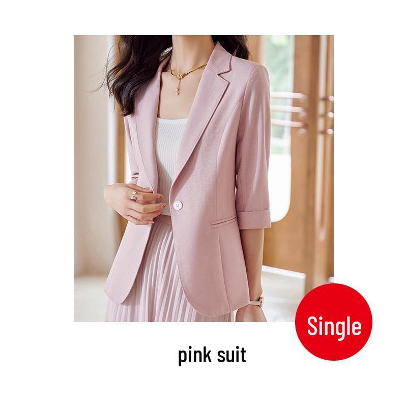 Women's Green Short-Sleeved Blazer & Skirt Set, 2024 Petite Spring/Summer Collection