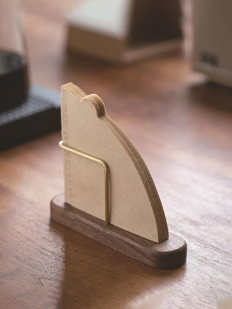 Leeseph Coffee Filter Paper Holder, Cone Coffee Filter Holder Storage, Coffee Filter Paper Stand,Walnut & Brass, Best Gift