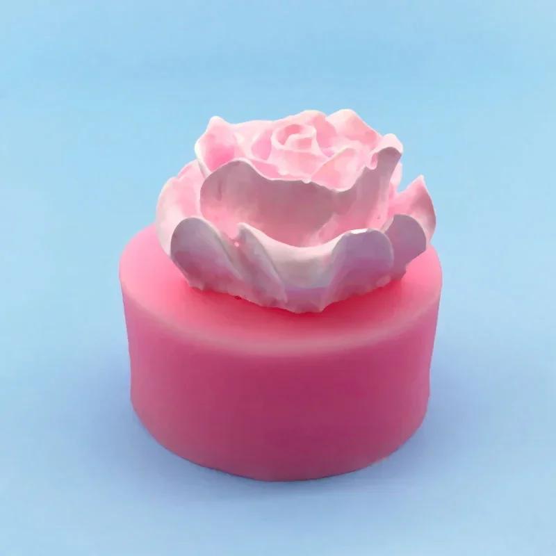 1ks 3D krásné růže silikonová forma DIY nástroje na zdobení čokoládových dortů Fondán dekorace na svatební dort Květiny Forma na mýdlo