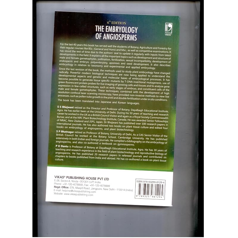 The Embryology of Angiosperms, 6th Edition