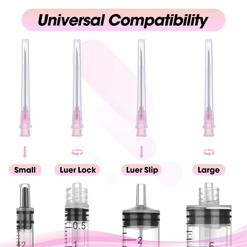100pcs/Box Sterile Pointed Syringe Needles 1inch 1.5inch 18G-27G Stainless Steel for Liquid Dispensing Lab Vet Pet Injection